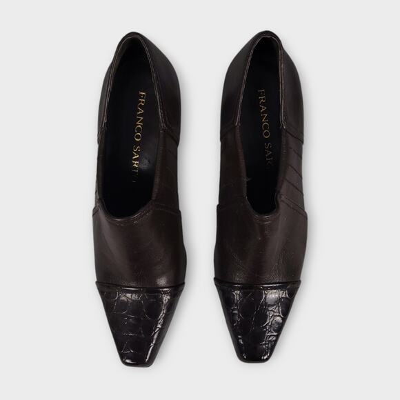 Franco Sarto Tanya Ankle Bootie heel 6.5 Faux Leather Pointed Toe Preppy Classic - Picture 3 of 8